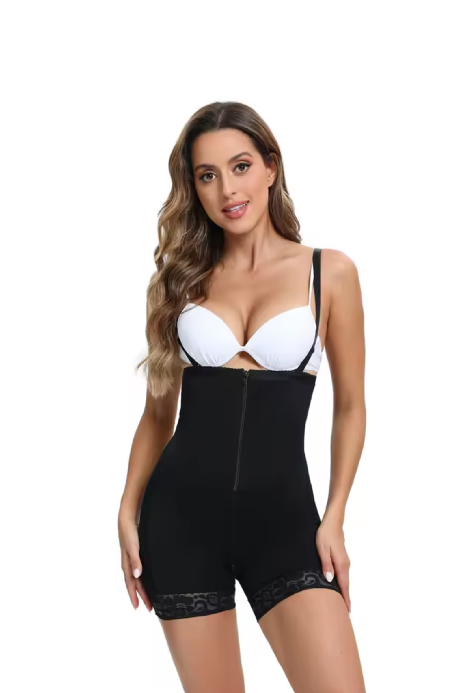 Figurformende bodyshorts med glidelås