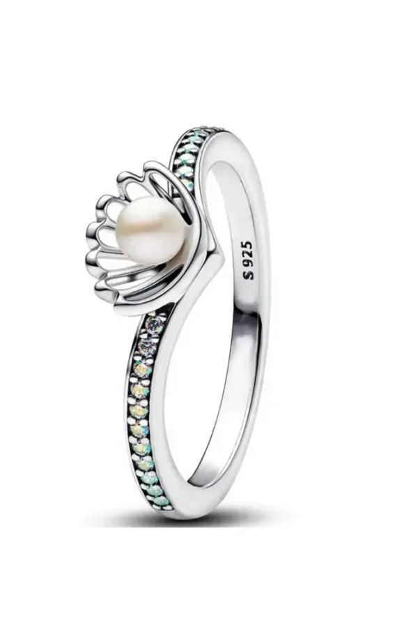 Klassisk sølvring med skjellmønster – 925 sterling sølv